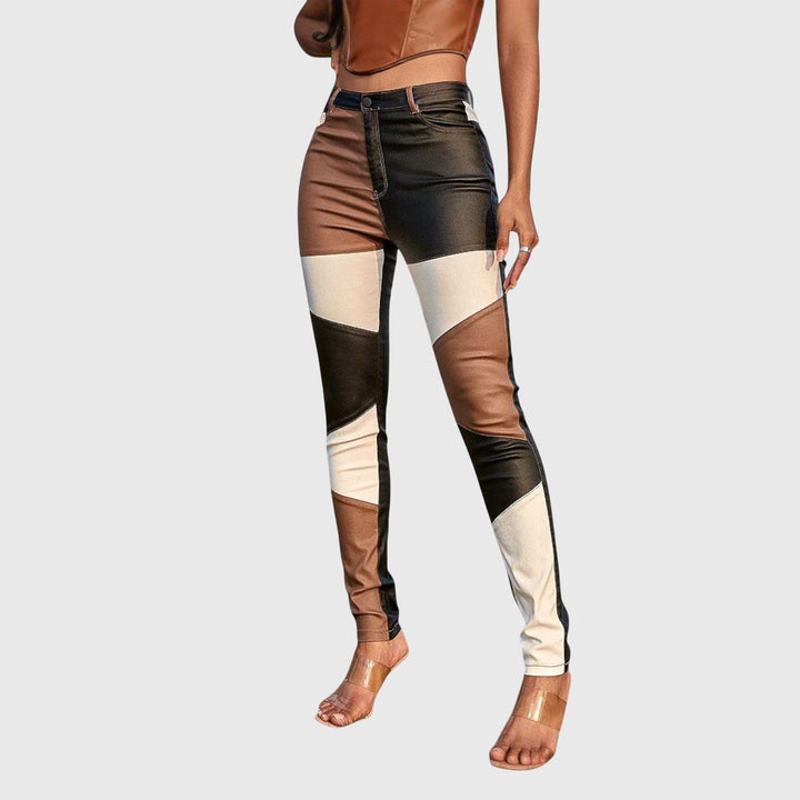 Calliope - Tube Pants With Color Block Pattern